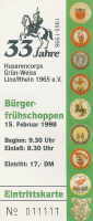 Eintrittskarte Nr. 11111 zum Brgerfrhschoppen am 15. Januar 1998
