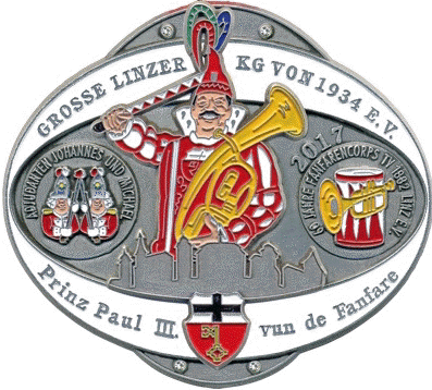 Im Zentrum des Prinzenordens steht  wie sollte es anders sein  der Prinz hchstselbst. Prinz Paul III. ist nicht nur an seinem markanten Gesichtsschmuck zu erkennen, sondern auch seinem Instrument, dem Tenorhorn. Er scheint ber der Skyline von Linz zu stehen  Sinnbild fr alle Karnevalisten, die vom 11.11 bis Aschermittwoch, die Macht ber die Bunte Stadt bernehmen. Links und rechts neben dem Prinzen zieren zwei Medaillen den Prinzenorden. Die linke Mediale ist dem Stadtsoldatencorps gewidmet. Denn nicht nur die beiden Adjutanten Johannes und Michael gehren dem ltesten mnnlichen Linzer Traditionscorps an, sondern auch Prinz Paul III. als inaktives Mitglied. Die rechte Medaille ist dem Fanfarencorps gewidmet  der karnevalistischen Heimat des Prinzen.